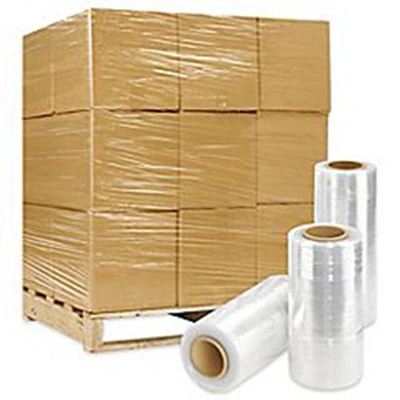 Película de 23 micras para envolver de LLDPE con elástico en negro para embalaje Precio Jumbo Roll Pallet Wrap