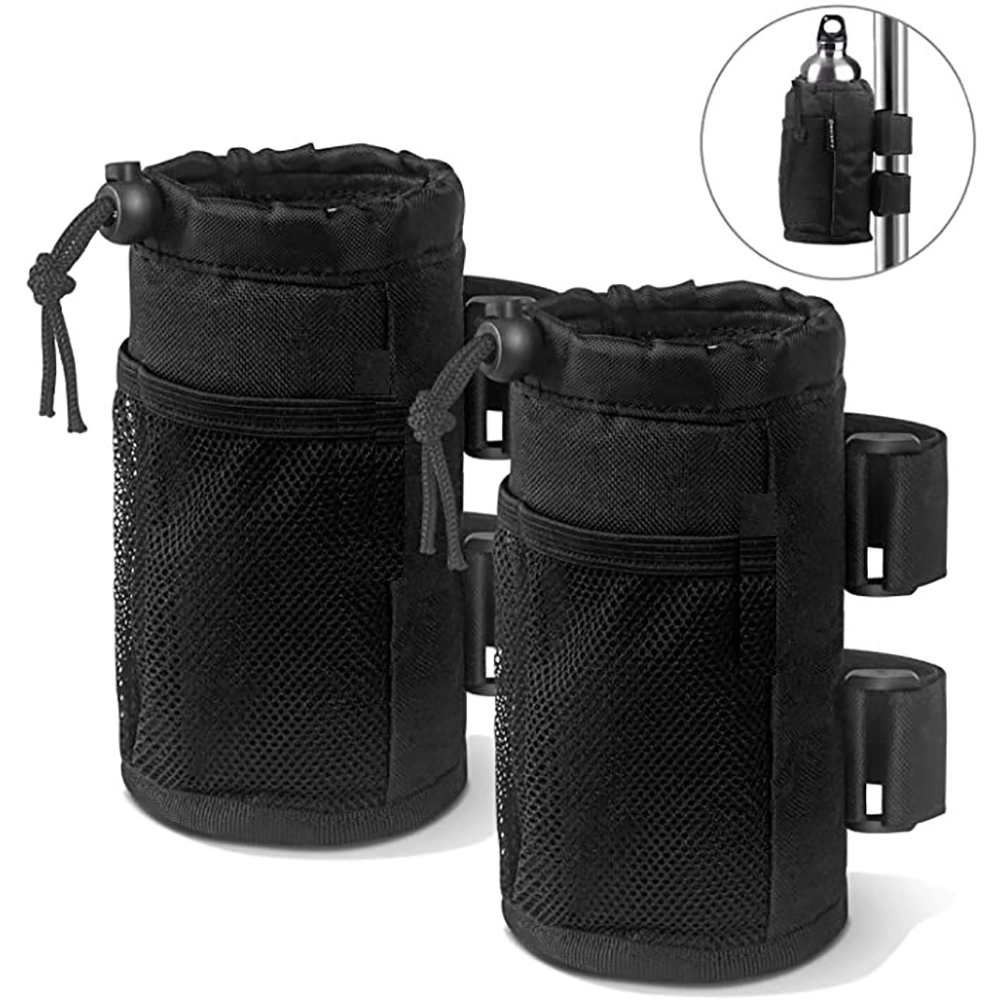 Cup Holder 2pack for Bike Scooter Wheelchair Car Walker Golf Cart Universal Drink Holder Accessories Water Bottle Holder with Net Pocket and Cord Lock Bl21703