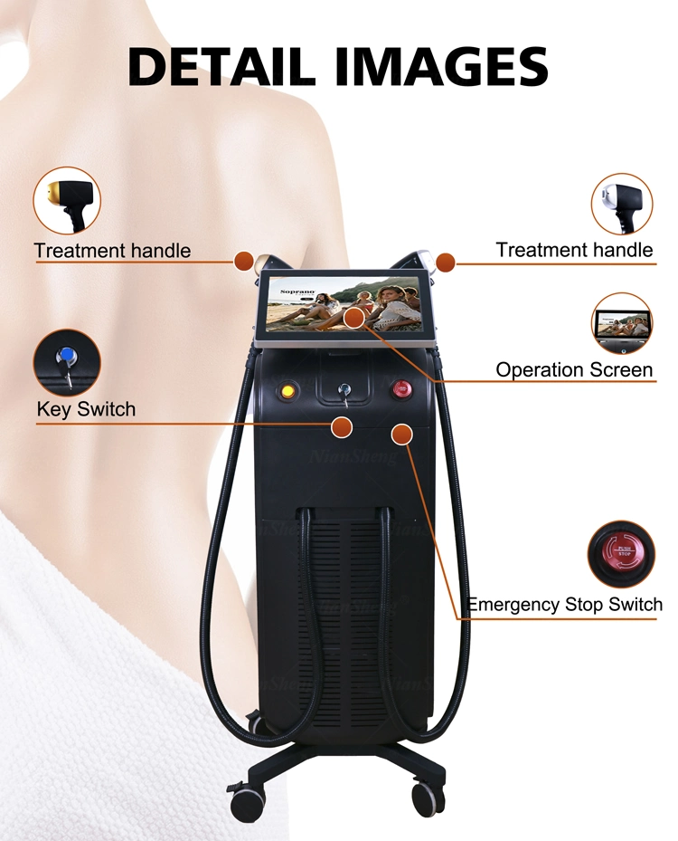 High Power Double Handle Titanium Ice Diode Laser Hair Removal Equipment