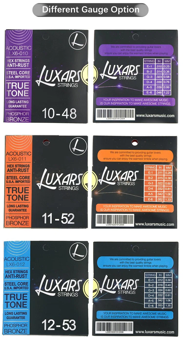 Luxas Brand Wholesale/Supplier Price Phosphor Bronze Stainless Steel Coated Acoustic Guitar Strings