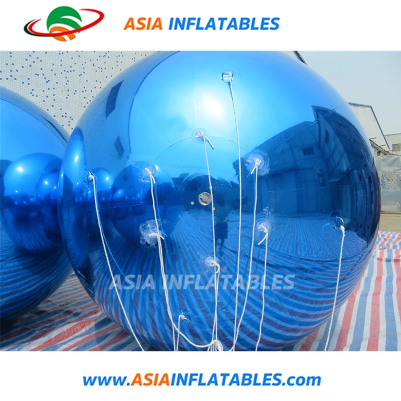 Azul oscuro del espejo inflables pelotas de cromo de las partes del globo de decoración para colgar