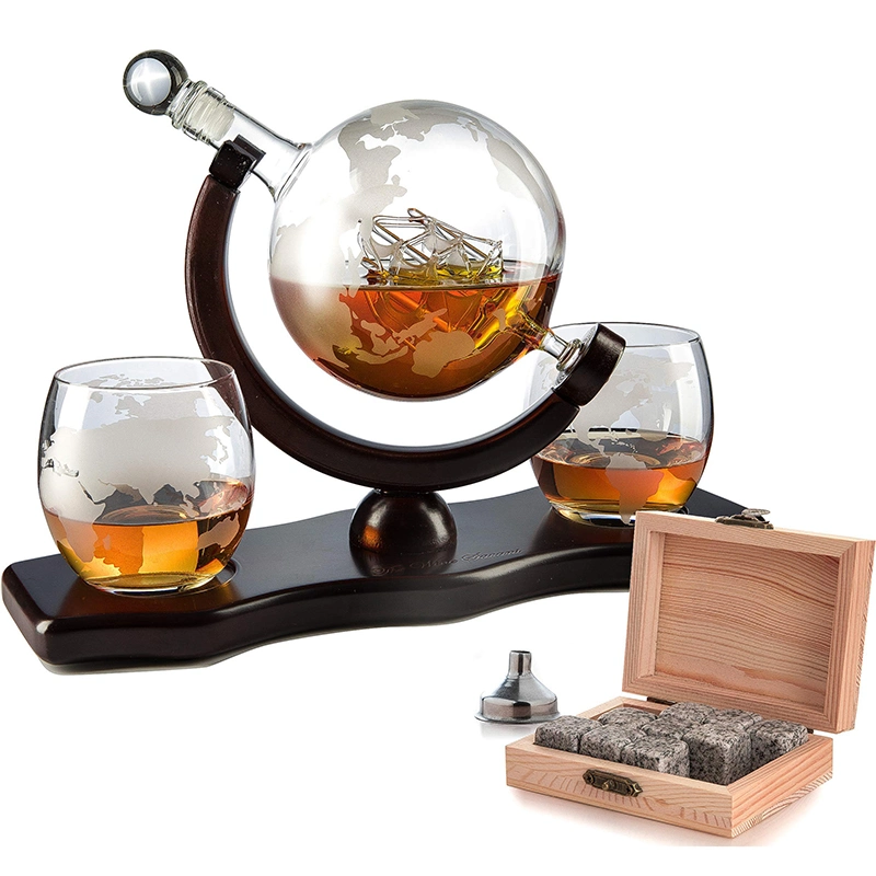 Caja de vidrio de whisky de gama alta personalizada con globo/piedra de whisky