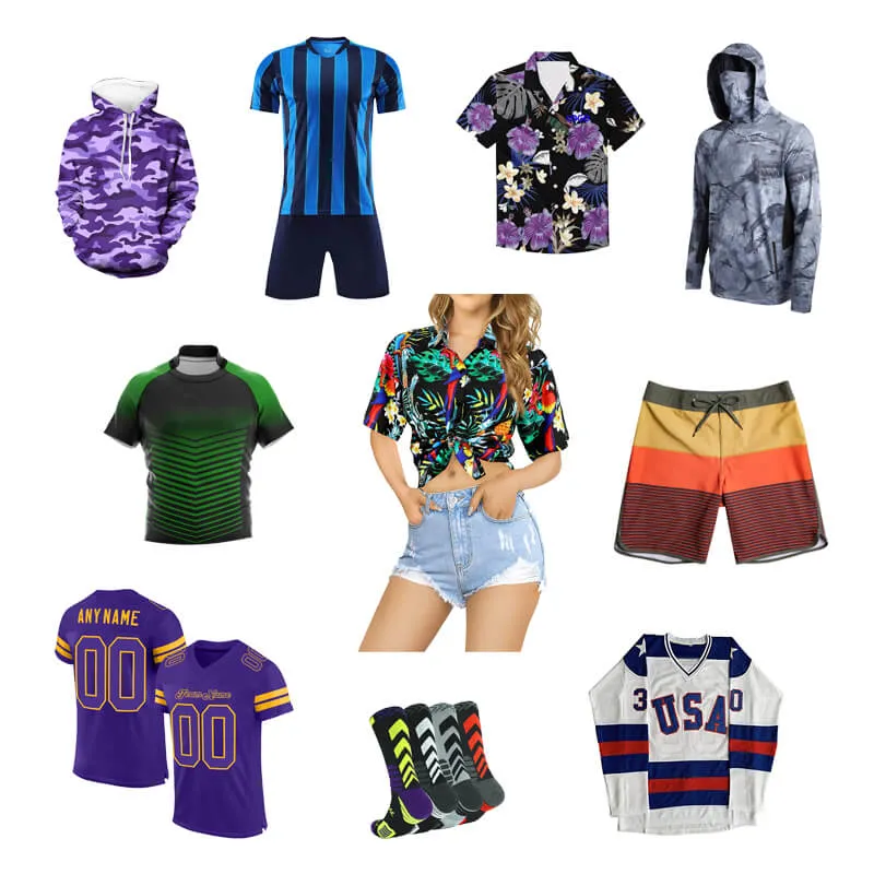 Custom Sublimation Hoodie Soccer Hockey Rugby Football Jersey Uniform Hawaiian Shirts Board Shorts Swimming Trunks Fishing Clothing Sports Wear