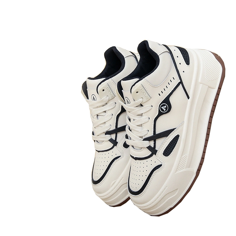 Nueva versión Zapatos blancos de Corte alto Calzado femenino Soles grueso Todos los Sneaker Deportes Casual