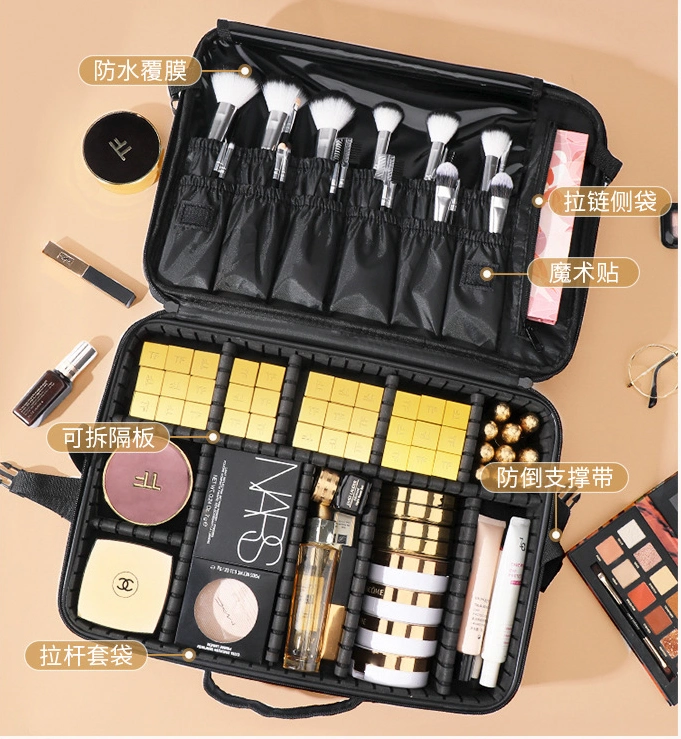 Ensemble de brosses de voyage en tissu Oxford dur portable professionnel pour maquillage, étui de rangement cadeau promotionnel beauté, trousse de maquillage (CY9802)