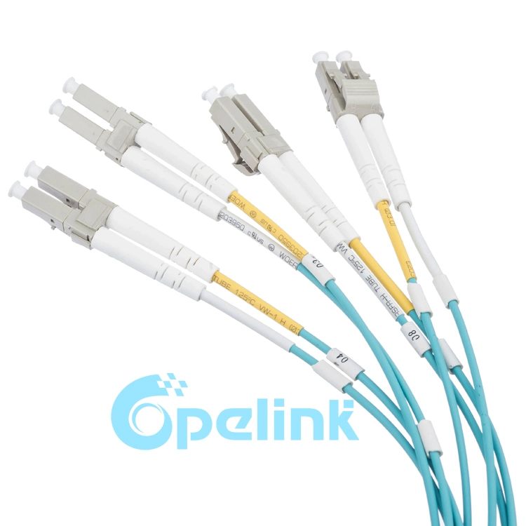 MTP/MPO-LC Om3 Round Cable Fanout 0.9mm Optical Fiber Patch Cord for Fiber Optic Connectorized Components