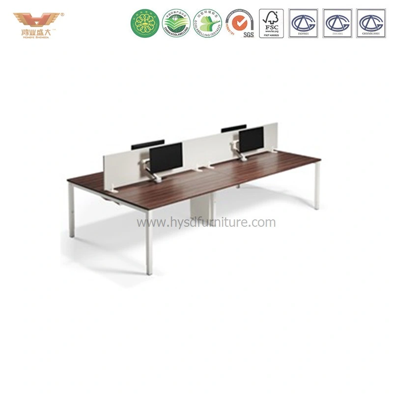 Open Plan Modular Office Wooden Computer Cubicle Bench Workstation with Cabinet