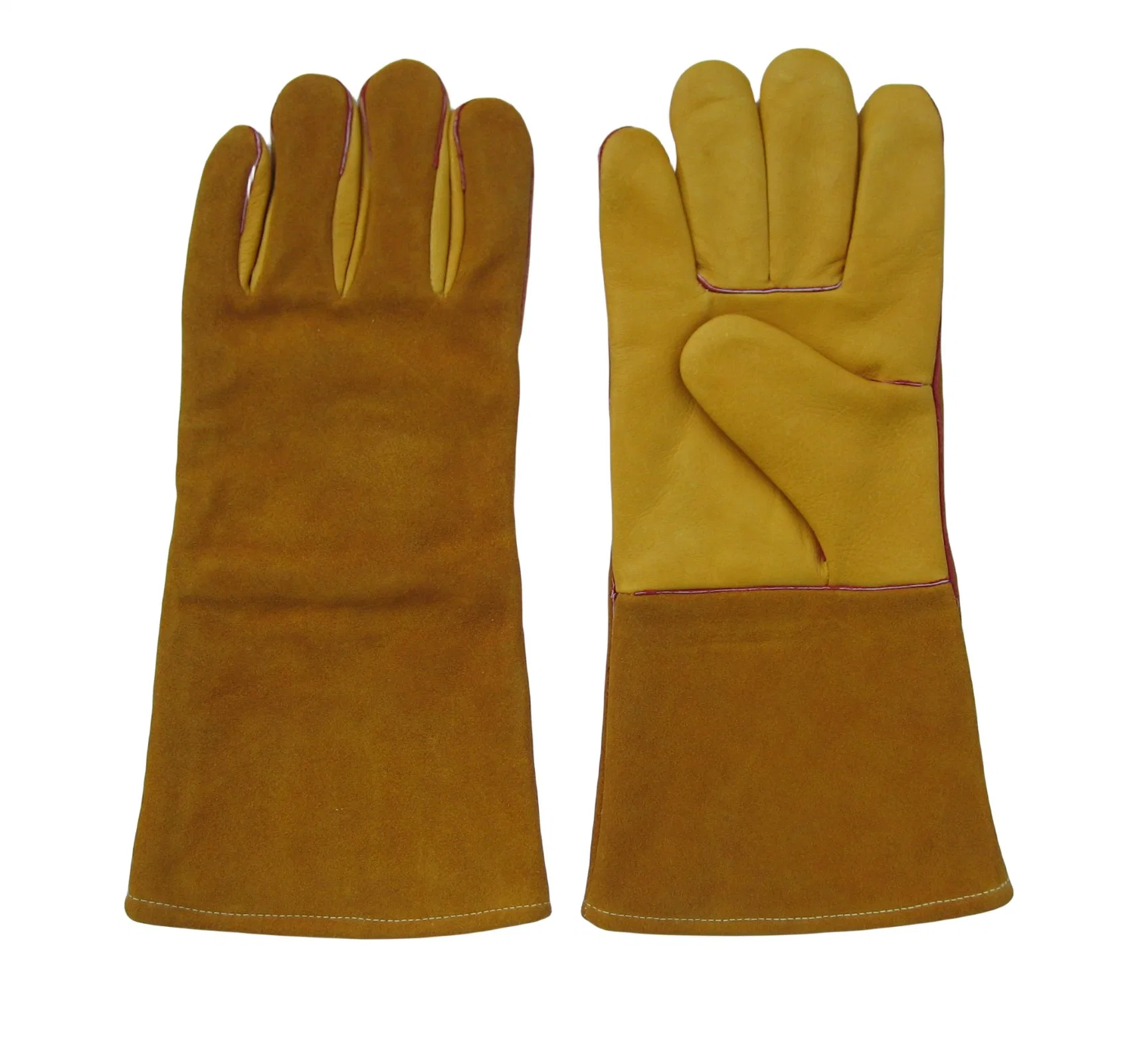 Yello Cuw Grain Leder Handfläche Split Rücken Und Manschettenschweißen Schutzhandschuh