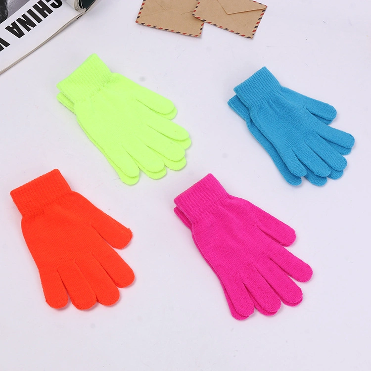 Bright Neon Color Winter Warm Knit Magic Gloves Promotional Low Price