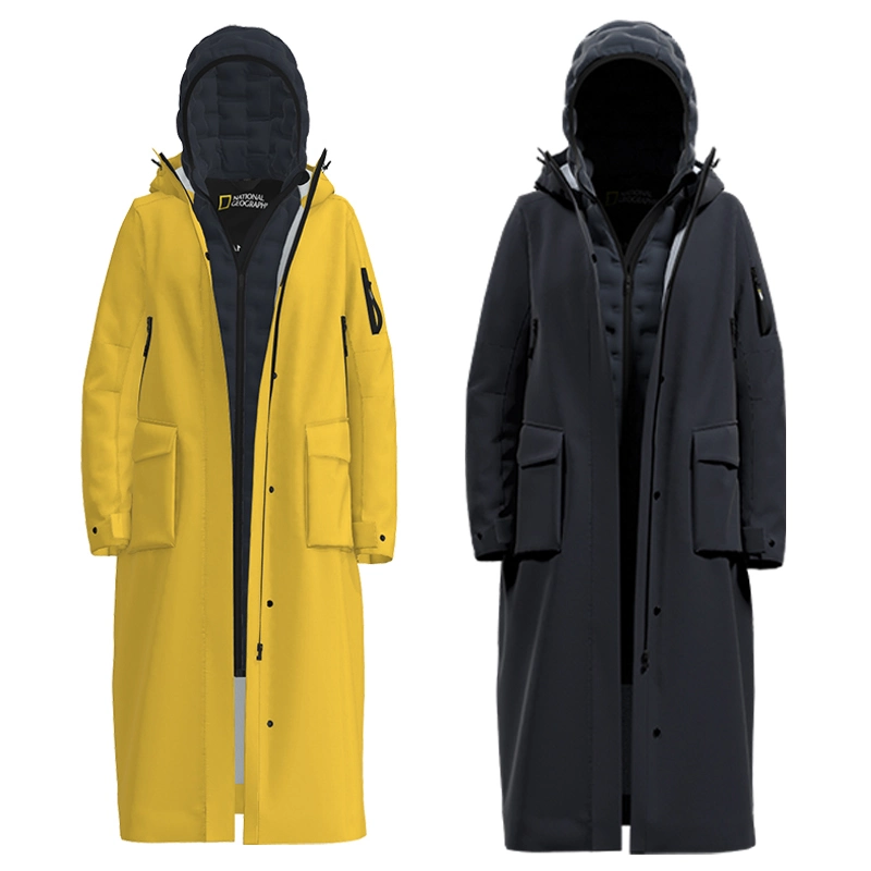 Winter Men&prime; S Long Wwo-Piece Outdoor Warm Fake Down Hooded Puffer Jacket