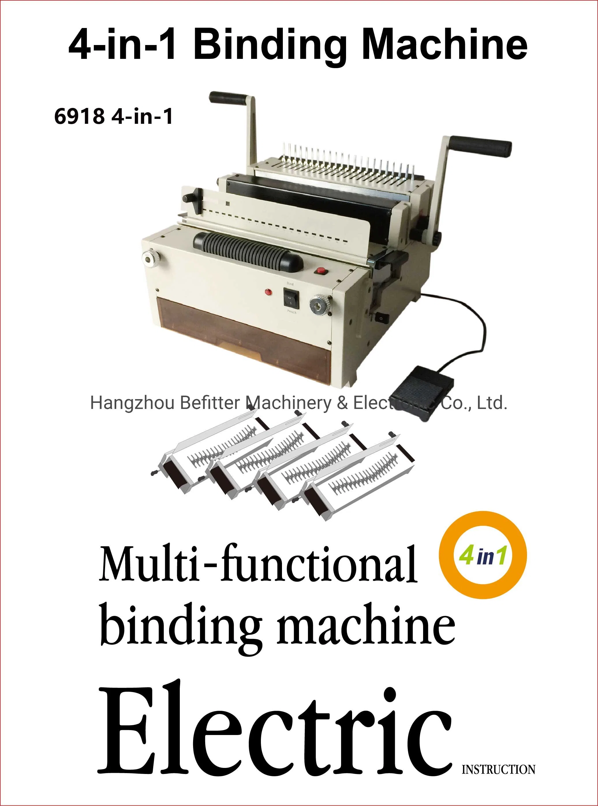 6918 Contactor multifunção 4 em 1 livro de eléctrico de puncionar e máquina de encadernação