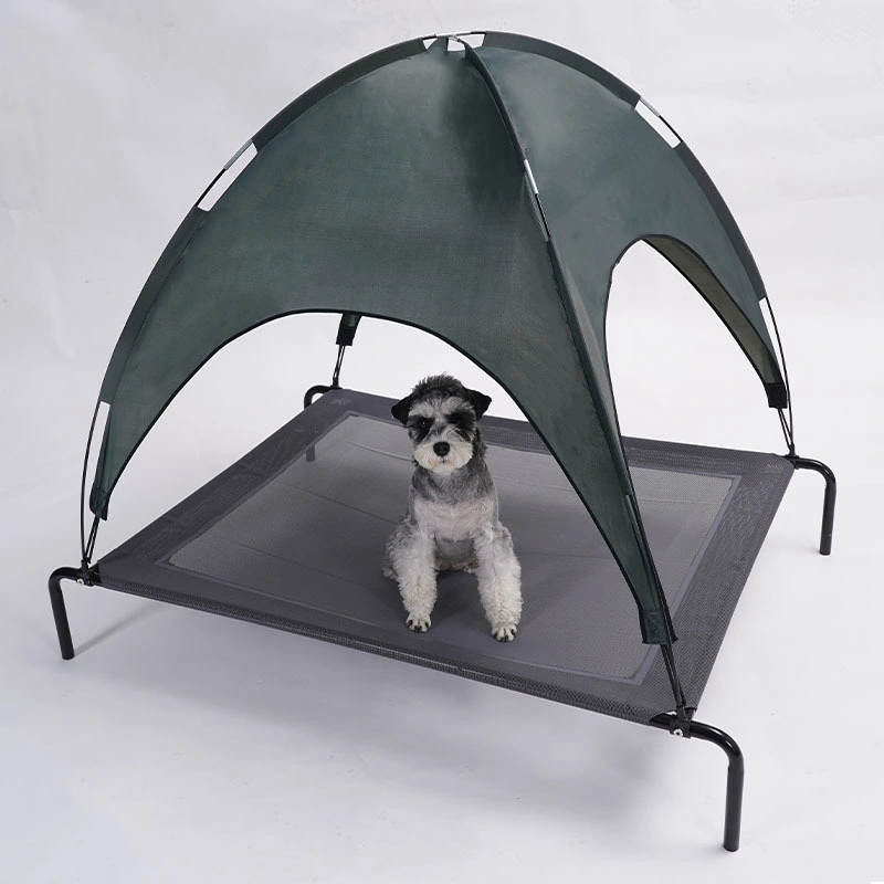 Pet Camping Bed Portable Cooling Elevated Pet Bed Folding Dog Cot Pet Beds with Shade Canopy