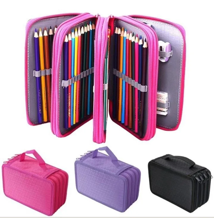 Pencil Holder Organizer 4-Layer Storage Case Pouch Bag Stationery Box