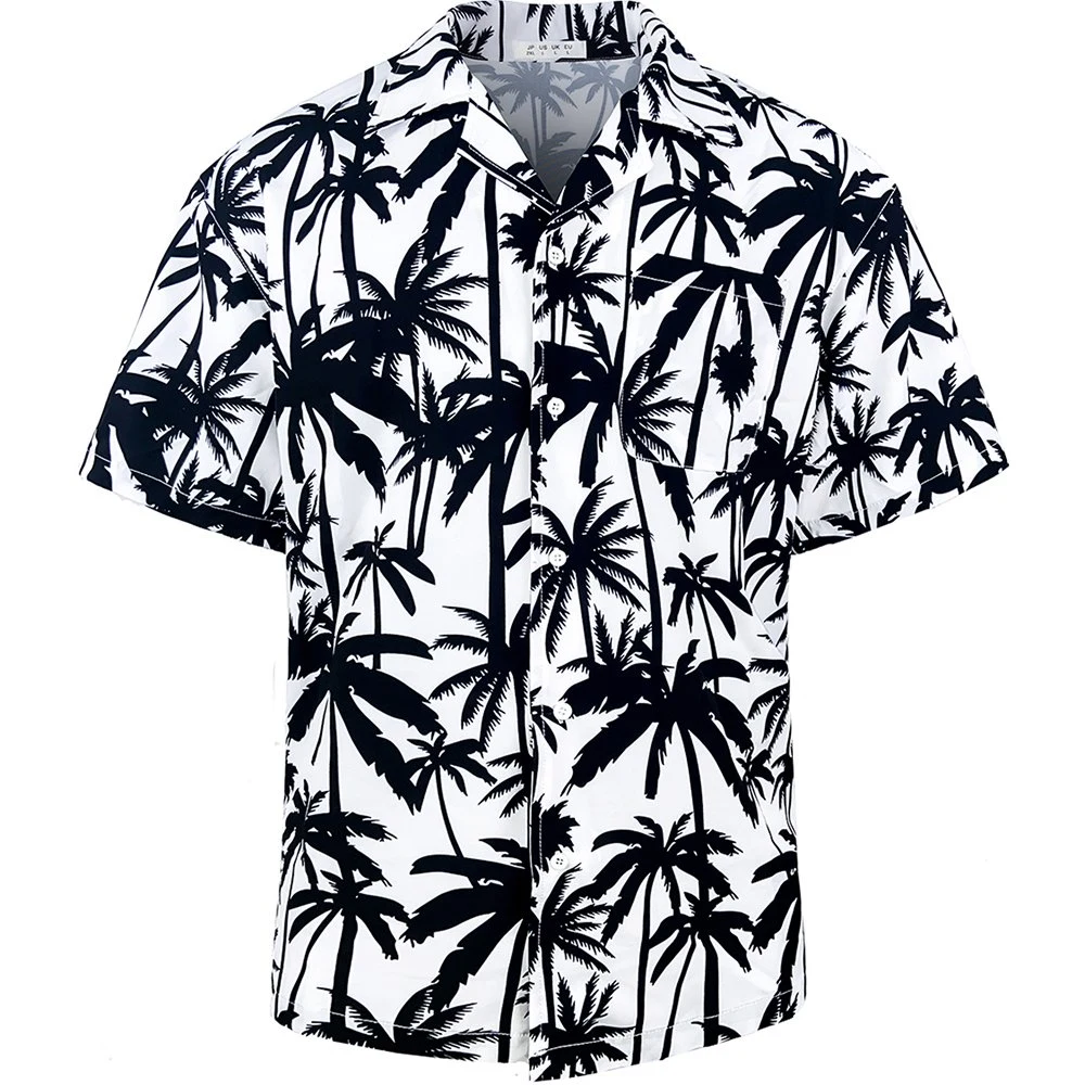 Casual Beach Mens Coconut Tree Print Polyester Mens Shirt