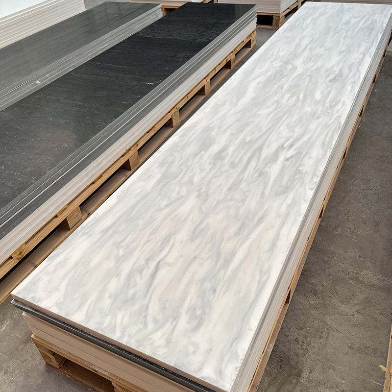 Cloudy Veining Grey Resin Acrylic Use as Kitchen Countertop Solid Surface Sheet