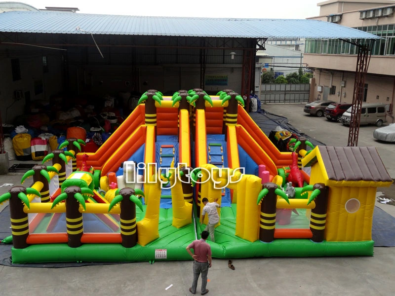 Nouveau Grand gonflable dans la Jungle Fun City Amusement Park Aire de jeux gonflables avec couvercle de protection