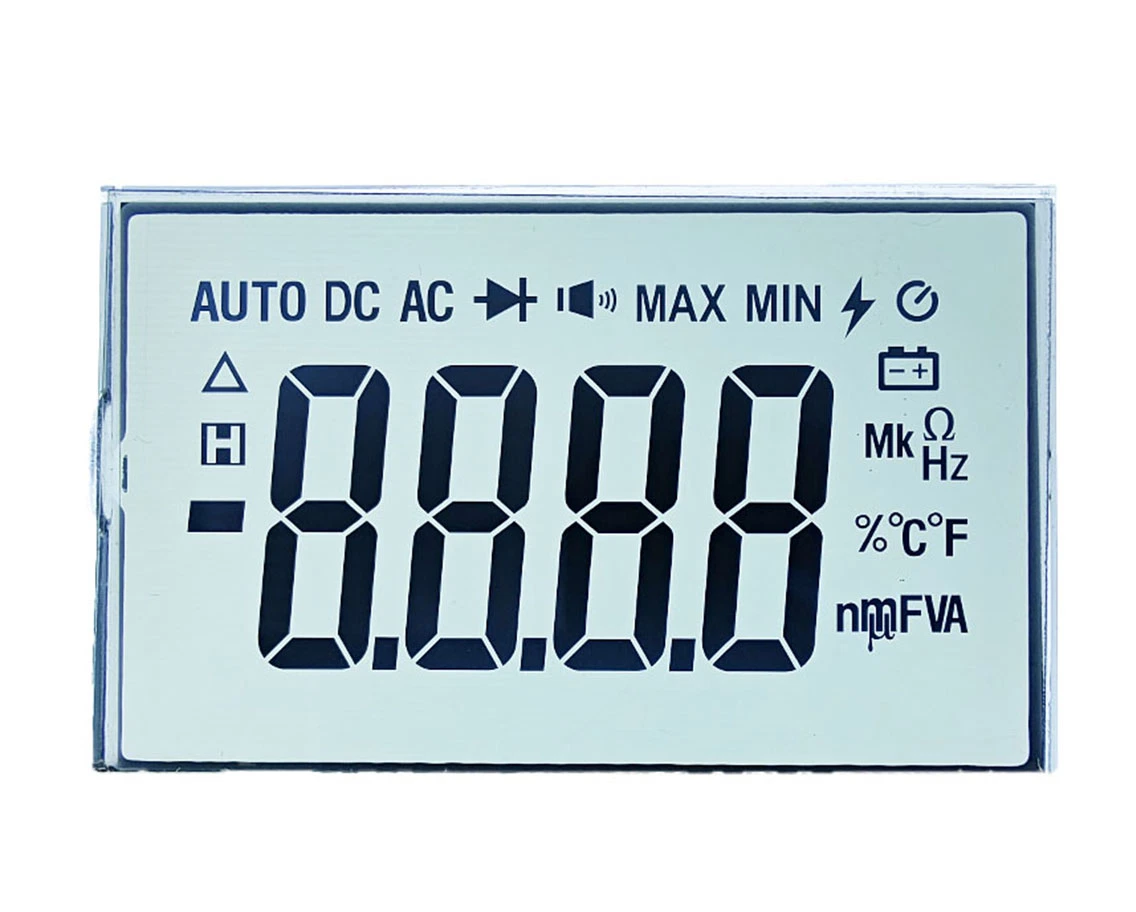 China OEM ODM positive Transmissive 6 O′ Clock TN Segment LCD-Display für Instrumente und Messgeräte