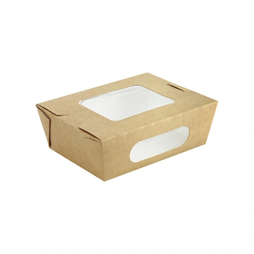 Einweg-Karton Lebensmittel Verpackung Salat Sushi Sandwich Mittagessen Bento Takeaway Kraftpapier-Box mit Fensterdeckel