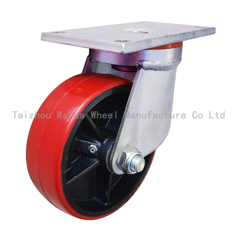 China Manufacturer 8 Inch PU Industrial Solid Caster with Brake