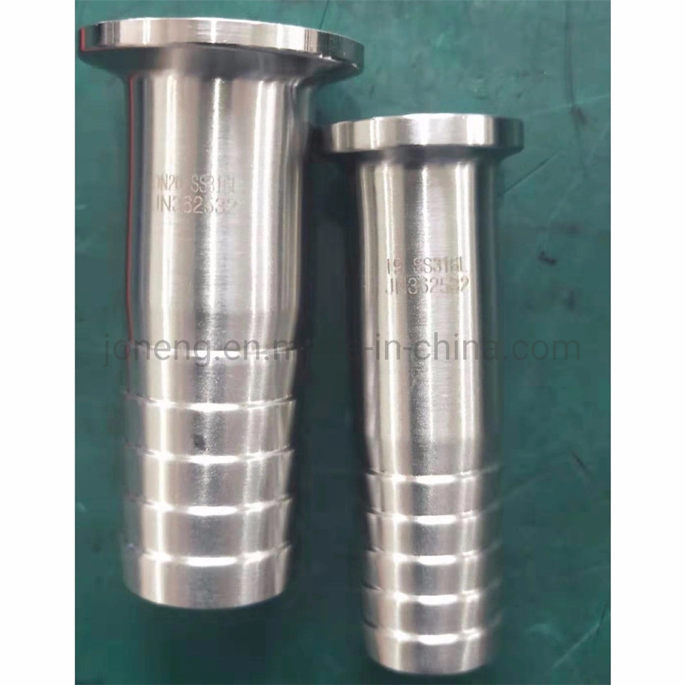 Joneng Stainless Steel Sanitary 14mphr Triclover Hose Barb Pipe Joint (JN-FL 4002)