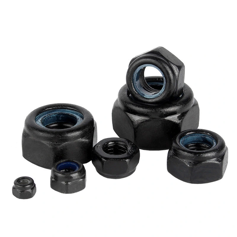 Hex Nut Nylon Insert Lock Nuts DIN985 Black Zinc Plated