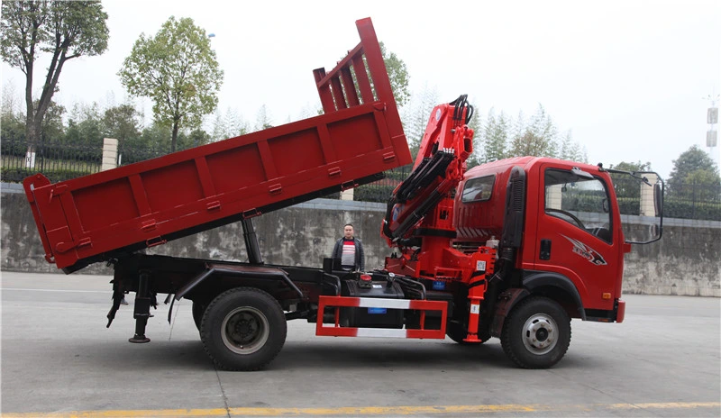 HBQZ dump truck with lifting machine small construction 3.2 ton crane