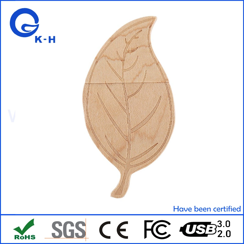 Leaf Shape Wooden Flash Memory Stick USB 64GB 128GB 256GB 512GB