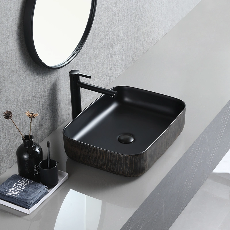 Bathroom Basin Handmade Table Top Porcelain Basin Matte Black Fancy Washing Basin