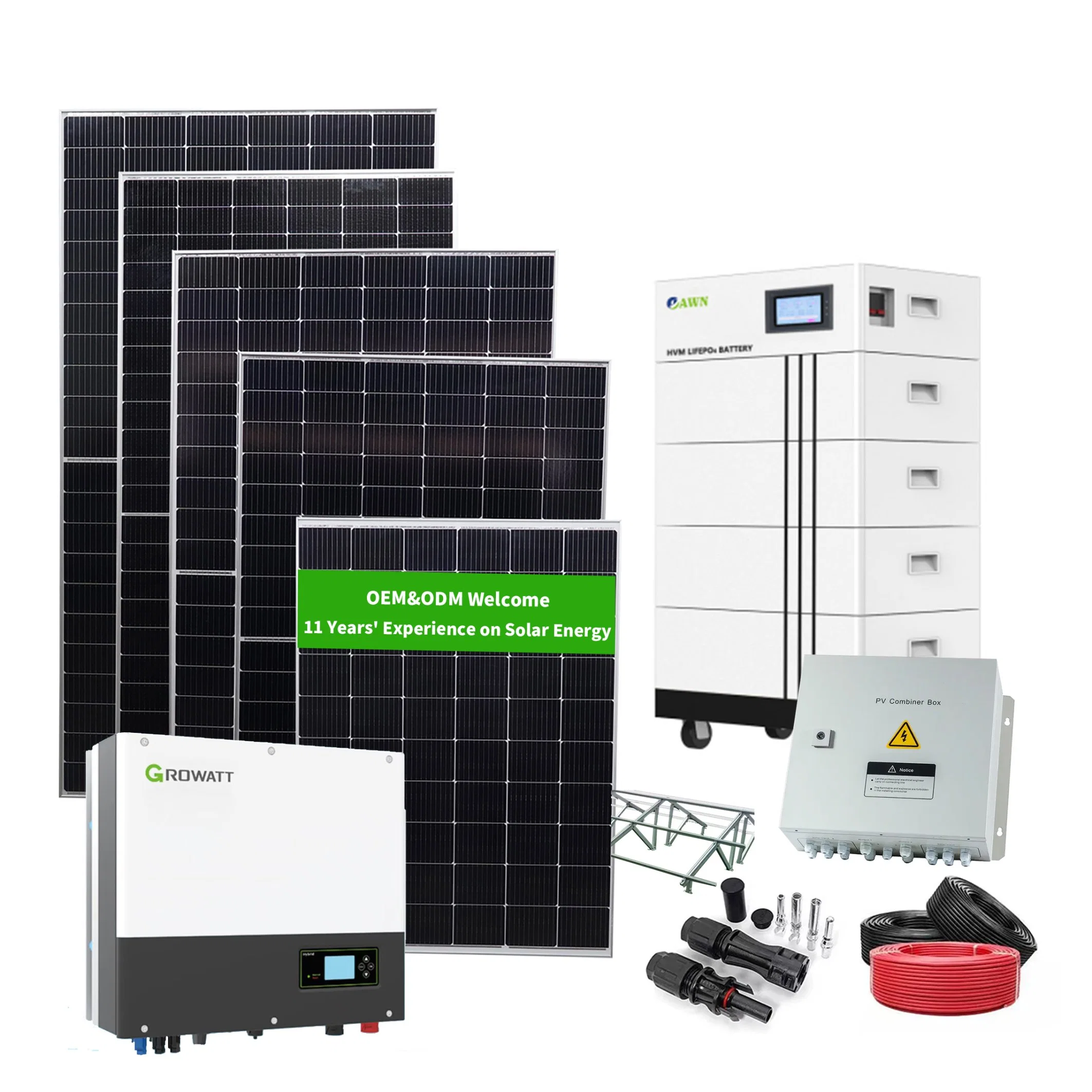 3kw 5kw 8kw 10kw 15kw 20kw 30kw Complete Kits Set PV Module Panel Energy Storage Byhrid on Grid Home Inverter Solar Power System