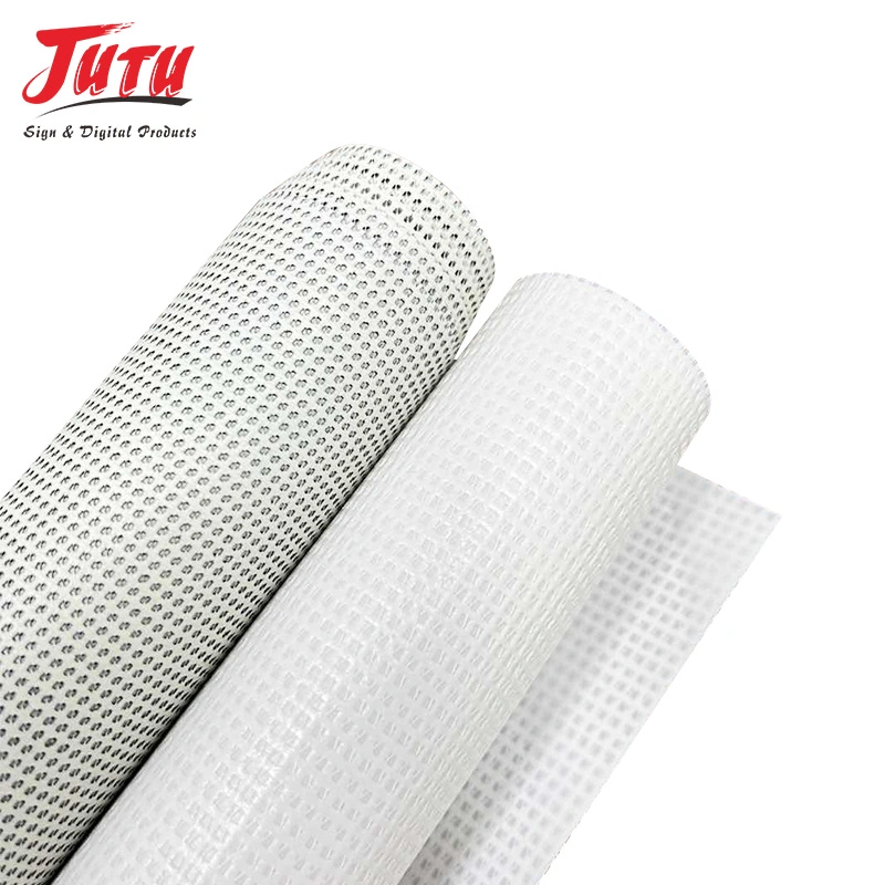 Jutu Peeling Resistance Printable with Solvent, Eco-Solvent, UV Inks Transparent PVC Coated Mesh Fabric