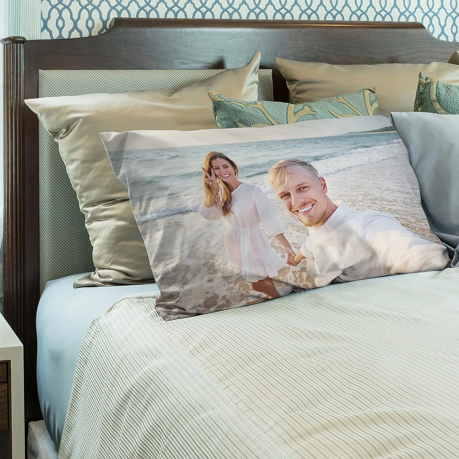 Custom Pillow Case with Picture Text Customized Photo Pillowcase, Personalized Throw Pillow Cover for Couple Kid Adult Mother Family Friends Lovers Pets Persona