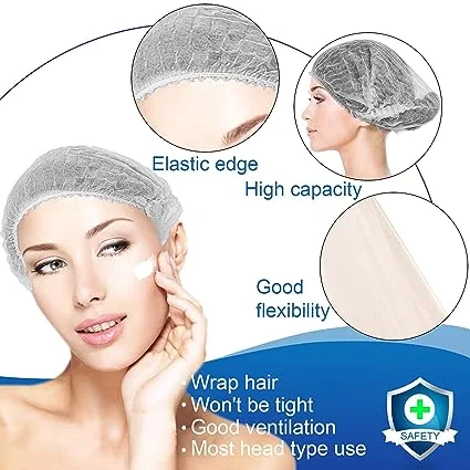 Gorros desechables gorros desechables para el cabello Guardapolvo Hairnets elástica para el servicio de alimentos, enfermeras, Labs