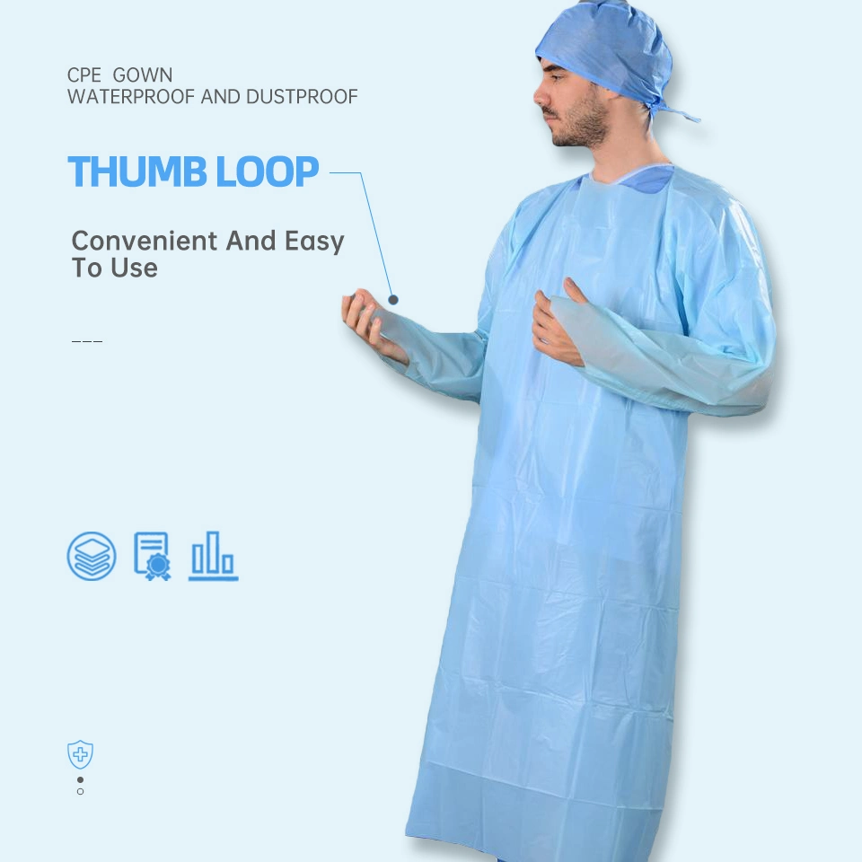 Professional Disposable Nonwoven Patient Gown CPE Waterproof Oilproof