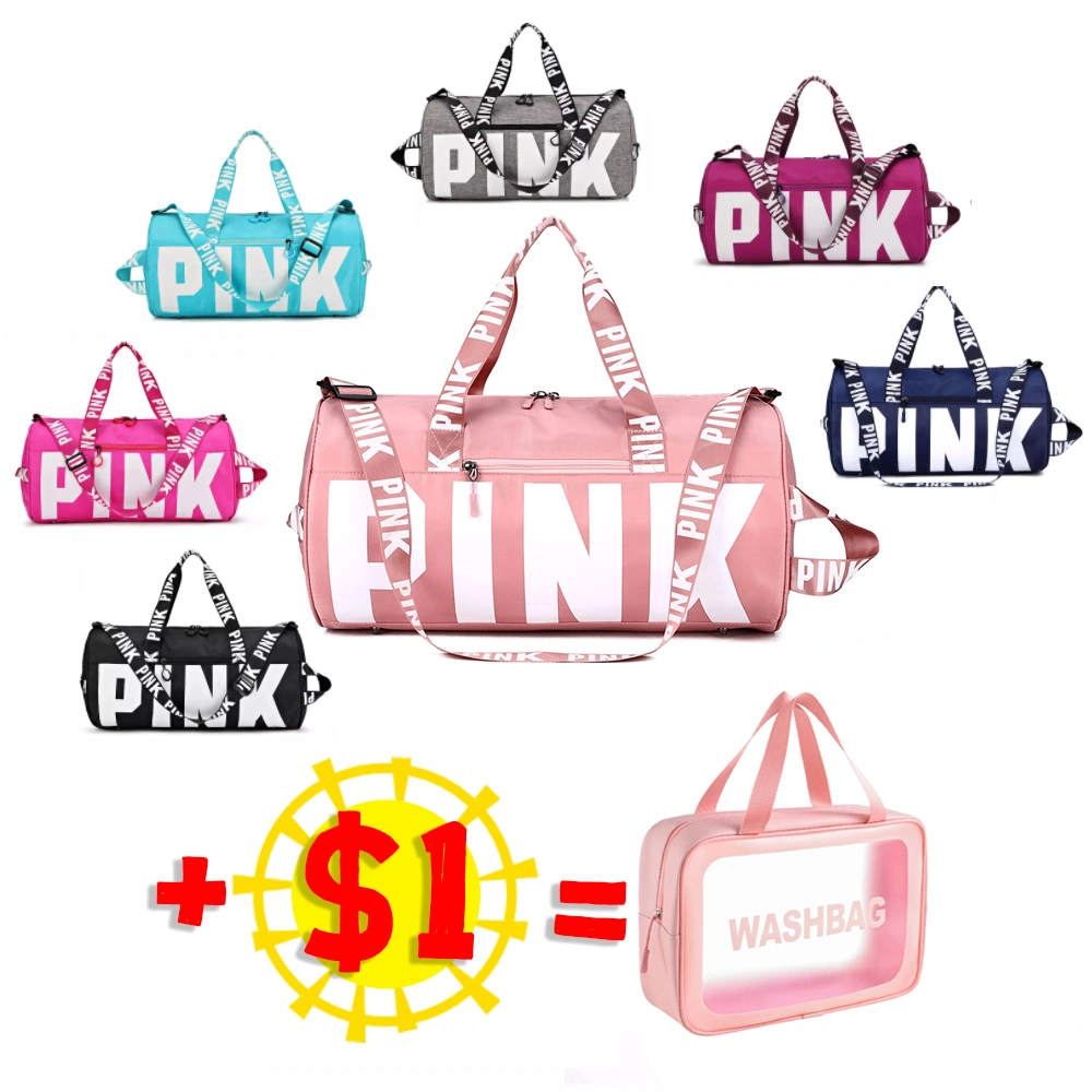 Customized Logo Travel Bag Sport Pink Fashionable Hot Selling Factory Price Overnight Shoulder Tote Gym Duffle Bags