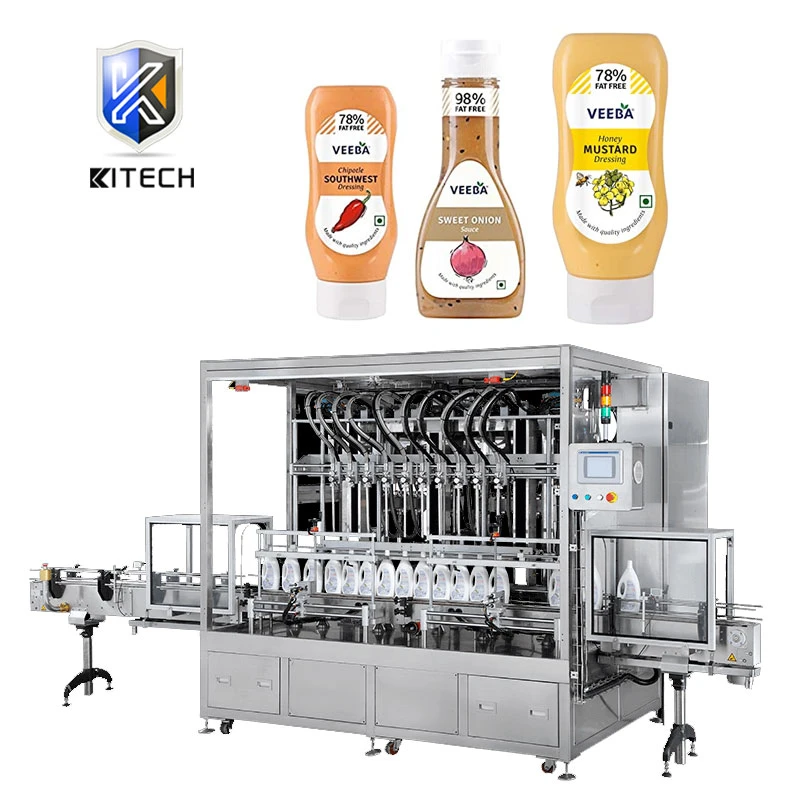 Kitech Automatic Servo Filling Machine for Garlic Sauce and Onion Sauce Jars Capping Labeling Machine