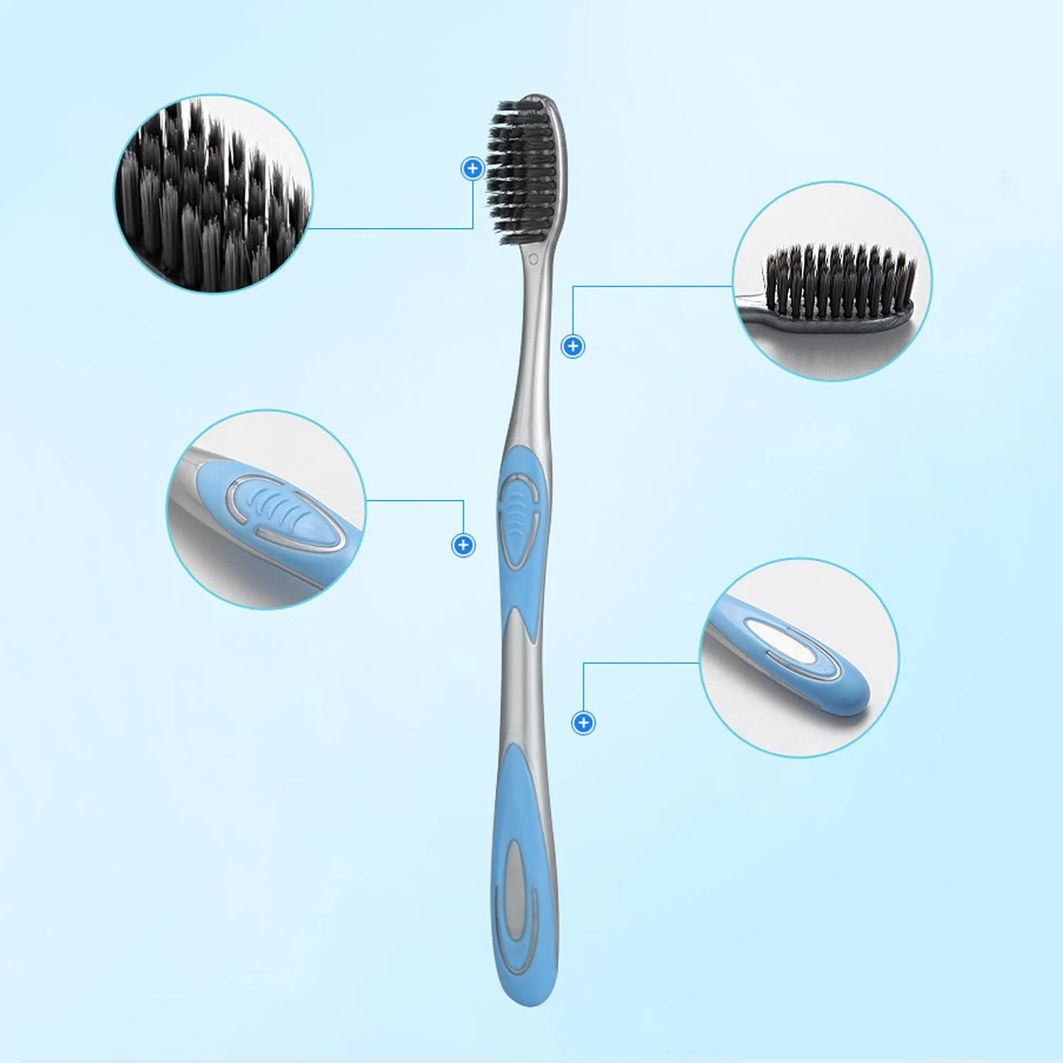 High quality/High cost performance  Oral Care Bamboo Charcoal Bristle Teeth Whitening Adult Toothbrush