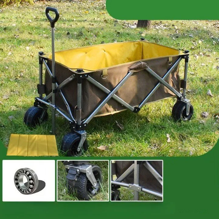 Hot Sale Wood Cross Country Rod Metal Picnic Folding Fishing Camping Cart