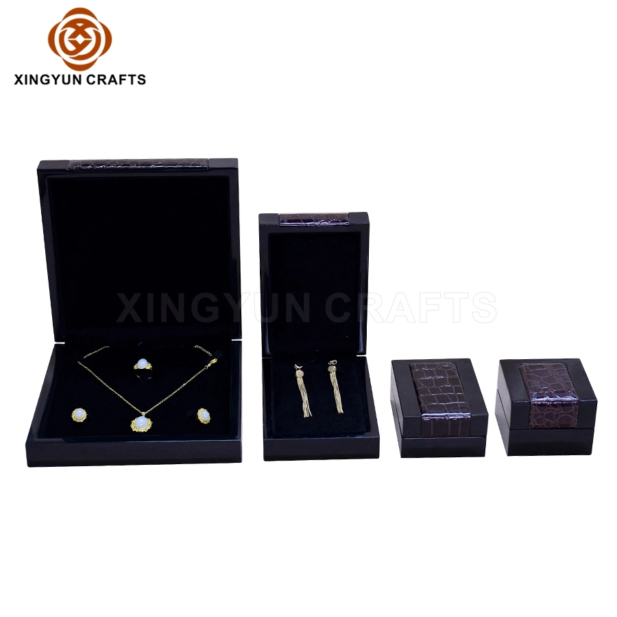 Black Croco PU Leather Custom Wood Jewelry Gift Display Packaging Box Wholesale/Supplier Small Wooden Lacquer Coin Medal Box