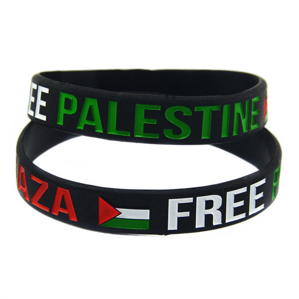 Precio Mayorista/Proveedor Pulsera de caucho de silicona Brazalete bandera Palestina Libre