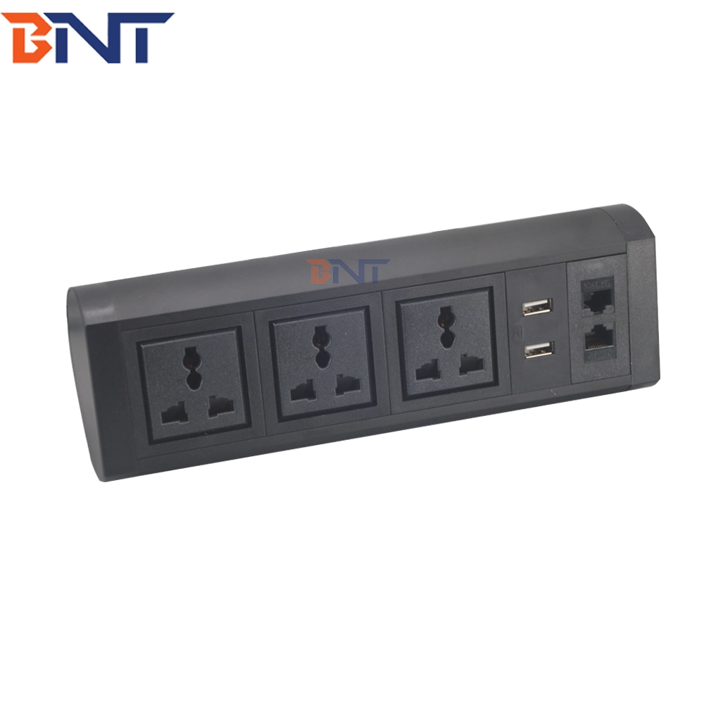 Conector hembra de mesa de abrazadera extraíble de tira de alimentación de montaje en borde de escritorio con USB doble