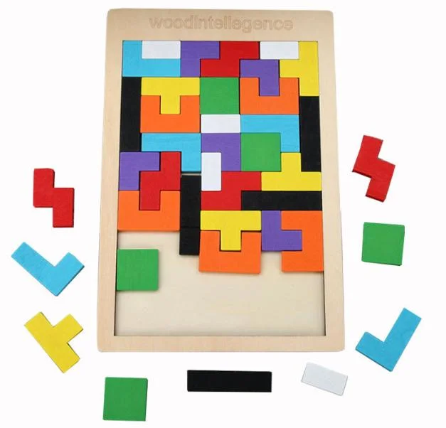 Tetris Building Blocks 3D Wooden Puzzle Children&prime; S Intellectual Thinking Development for Boys and Girls Educational Toy