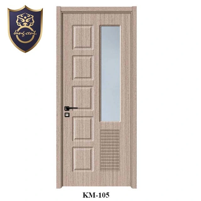 MDF PVC Single Leaf Modern Style Interior Doors with Glass