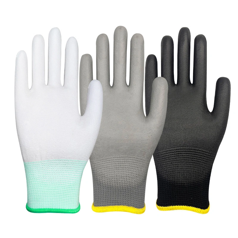 Best Selling Anti Static Safety Industrial Electrical White Nylon Long Life PU Palm Coated PU Dipped Working Gloves