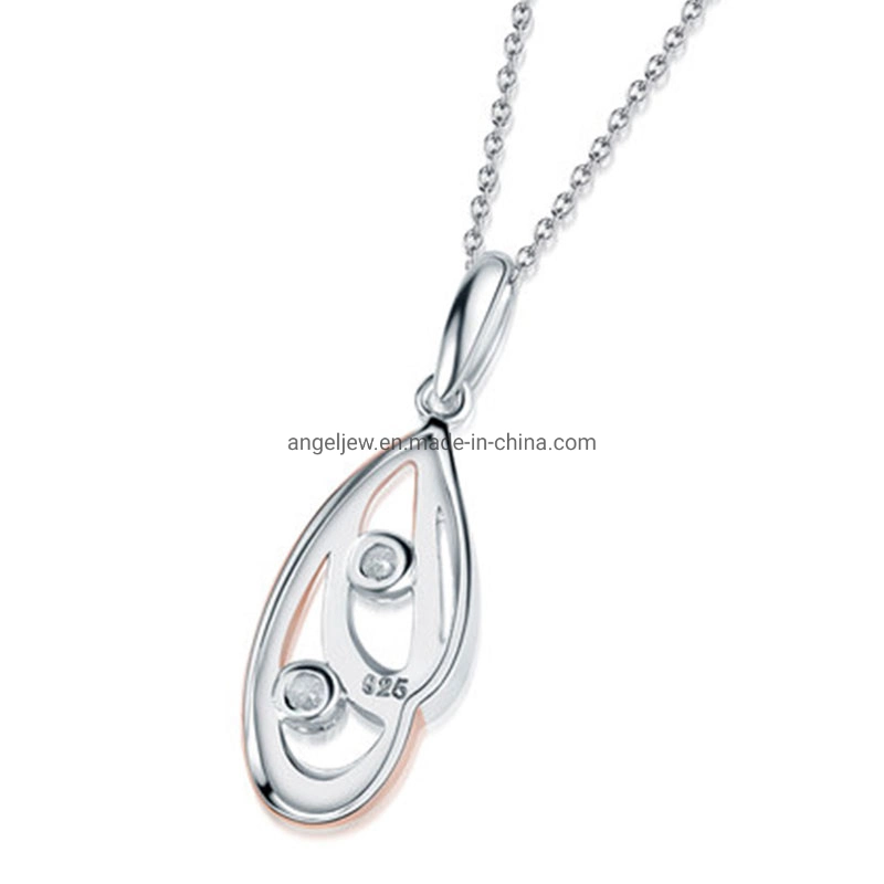 Mode Collier en argent sterling S925 à design simple avec plaquage bicolore pour femmes branchées.