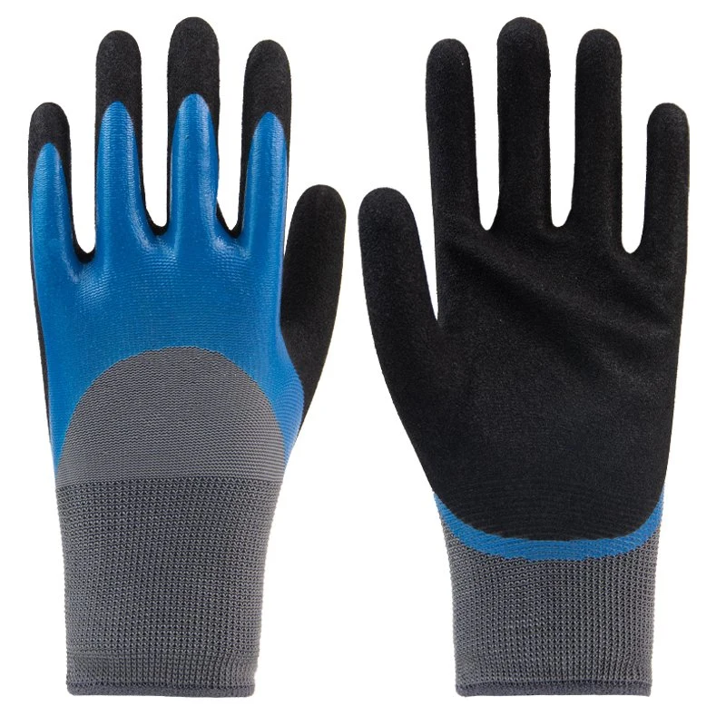 Double Nitrile Sandy Half Coated Gloves Factory Sell Directly