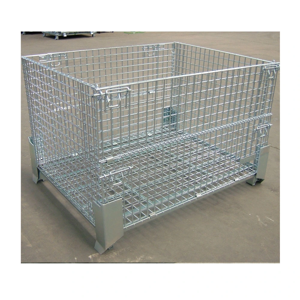 Customized Logistic Durable Stacking Warehouse Industrial Metal Storage Pet Preform Mesh Container with Wheels
