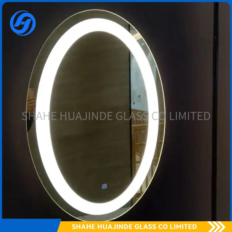 Orange and Gray Wall Hung Solid Wood LED Mirror Vanity for Toilet