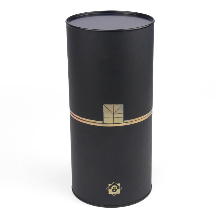 Firstsail Wholesale Custom Black Luxury Beverage Whisky Glass Paper Tube Box Bespoke Wine Bottle Packaging