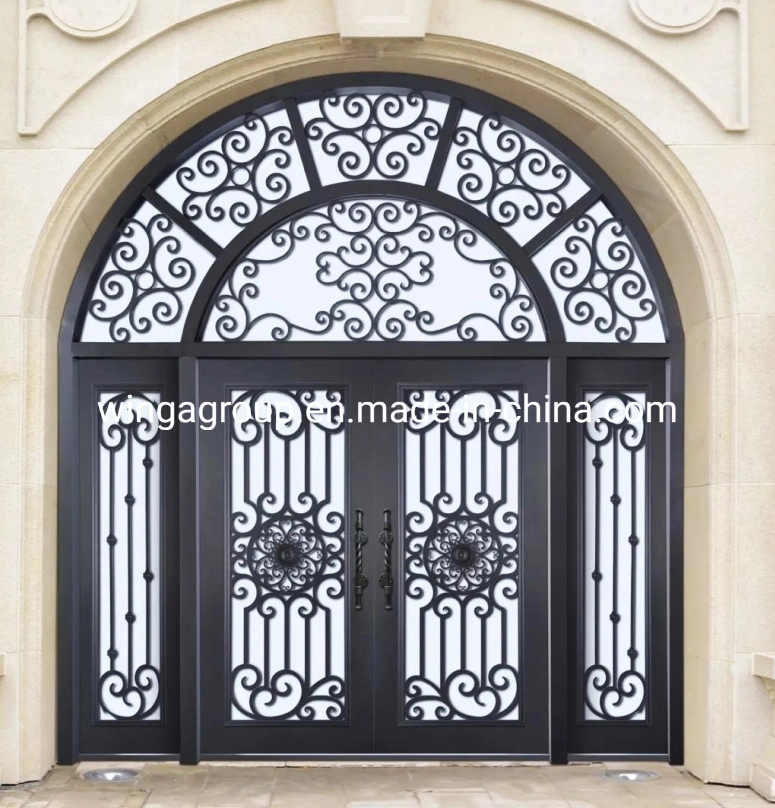 Half Circle Black Wrought Iron Security Steel Metal Door Wg-Sg-21