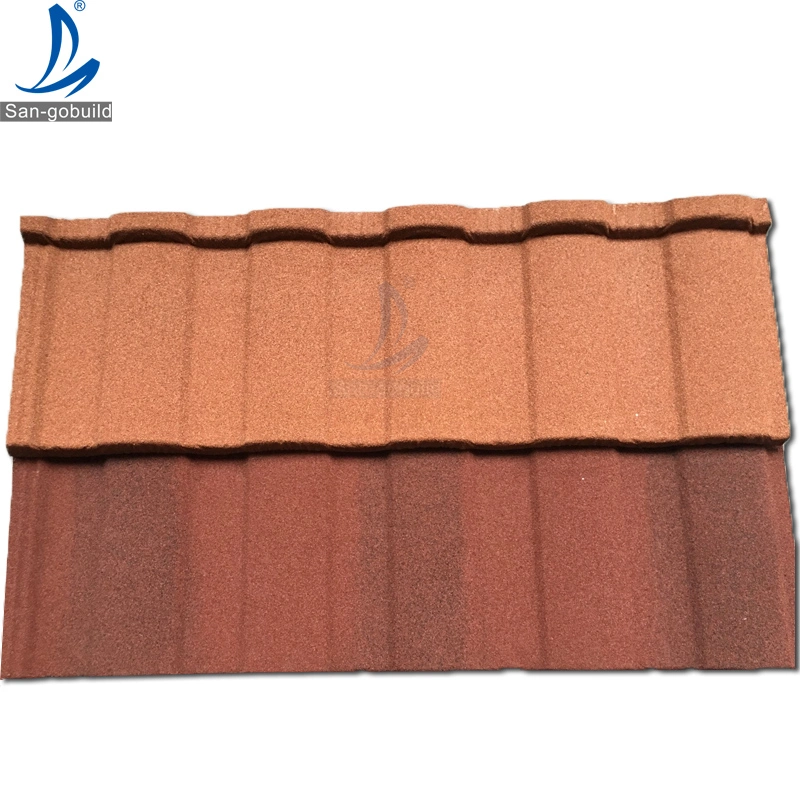 India Stone Chips Coated Metal Roof Panel 50 Years Top Quality Sangobuild Roofing 0.4 mm Clay Roof Tile Profile